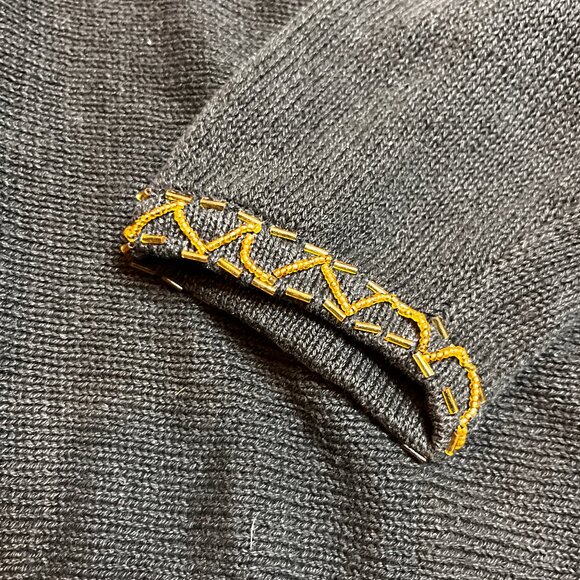 VTG 80/90s Sequin Sweater SZ M Metallic Embroidered Granny Black Paisley Dolman - Picture 5 of 13